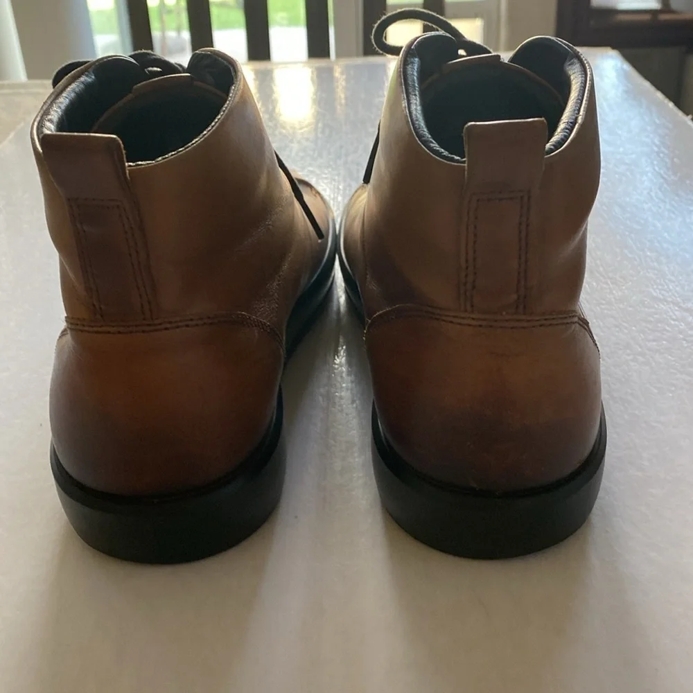 ECCO Danish Design Men’s Lace Up Soft Smooth Brown Leather Boots Size 44